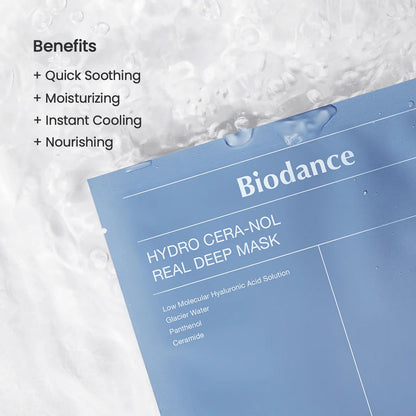 BIODANCE Hydro Cera-nol Real Deep Mask, Overnight Hydrogel Mask, Hydrating Facial Mask For Sensitive Skin, Redness Reducing & Quick Soothing Effect, Korean Skincare, Stocking Stuffers |1.19oz(34g) x 16ea